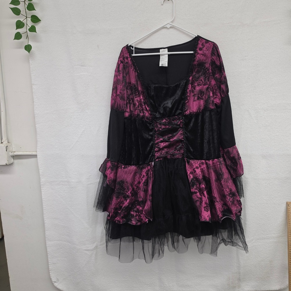 Walmart Gothic Magenta Black Lace Velvet Tulle Mini Dress 1X W406702WM